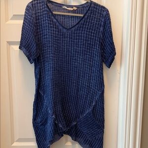 Soft Surroundings Navy Textured Short Sleeve Top